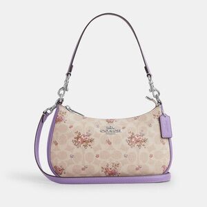 COACH Teri Shoulder Bag In Signature Canvas With Floral Print Sand Multi CAL37